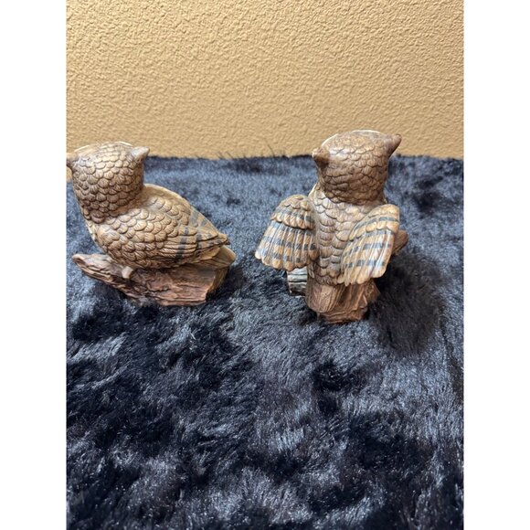 Vintage Homco Owl Figurines Set Of 2 Hand-Painted Collectible Home Decor 70's - Picture 4 of 8